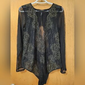 Torrid Curve Sz 2 Mesh/Lace Open Back Bodysuit